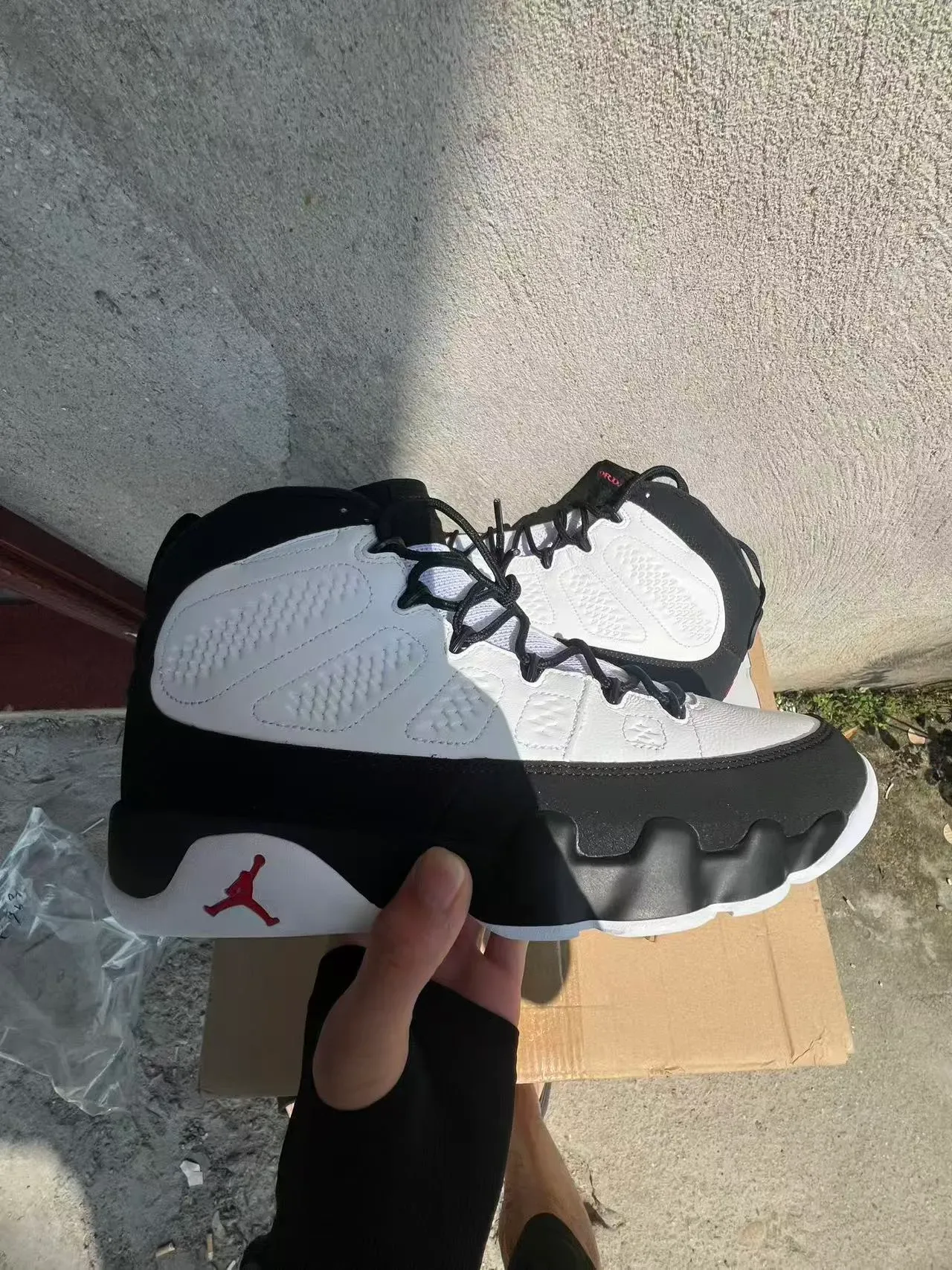 Air Jordan 9 Branco Preto Vermelho Tênis de Basquete 7