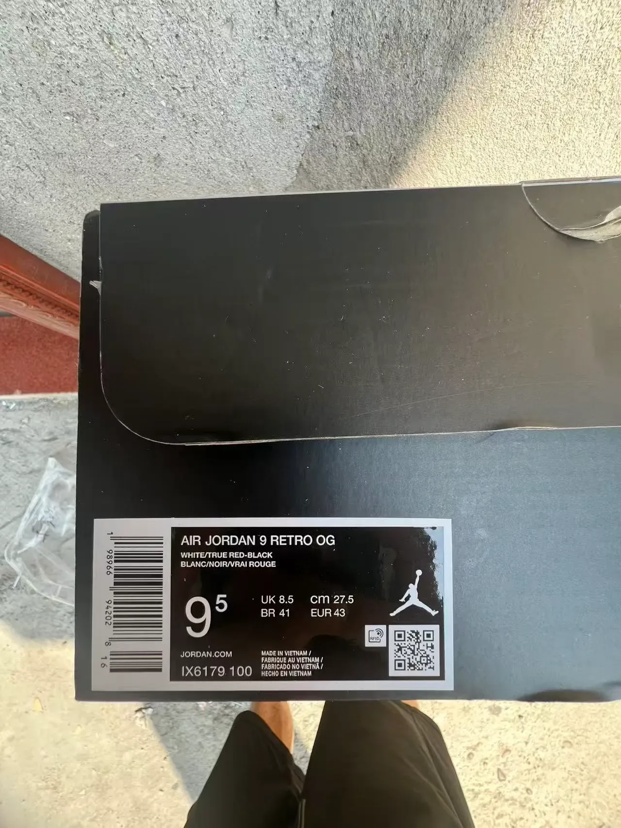 Air Jordan 9 Branco Preto Vermelho Tênis de Basquete 10