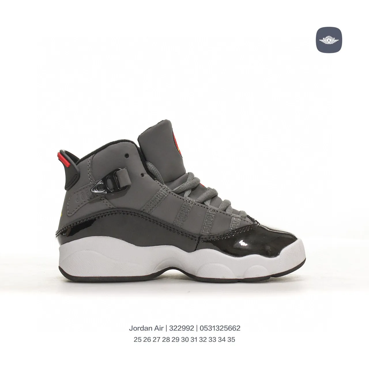 Chaussures de basketball montantes Air Jordan avec col rembourré gris et bleu 5