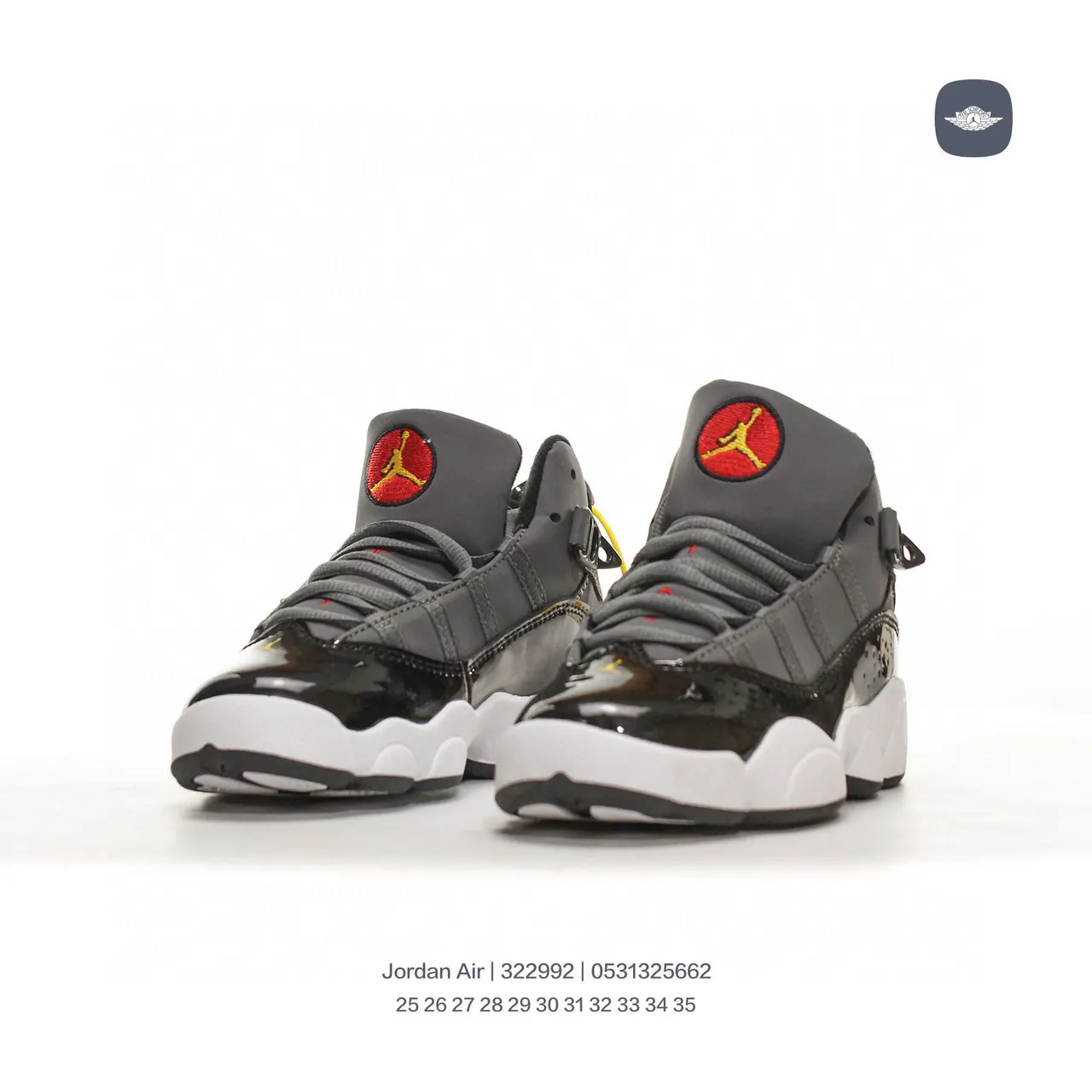 Chaussures de basketball montantes Air Jordan avec col rembourré gris et bleu 7