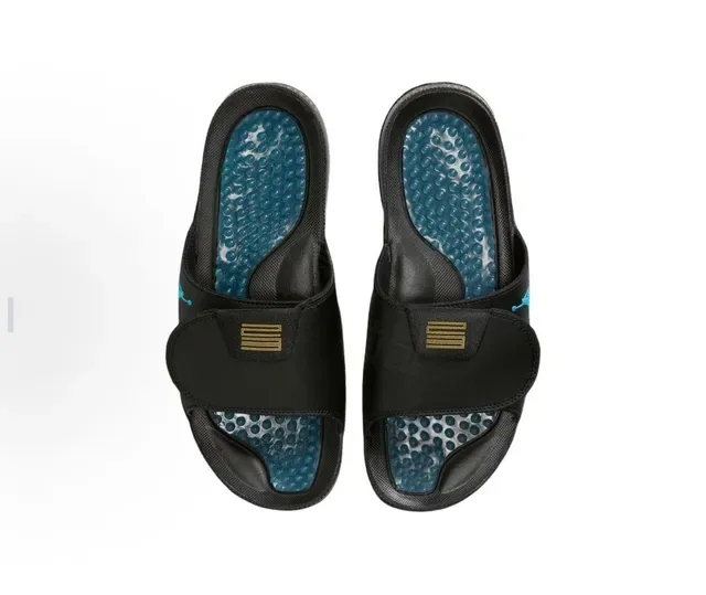 Air Jordan Slide أسود أزرق Patent Toe Bumper تركواز Jumpman Logo نعال 2