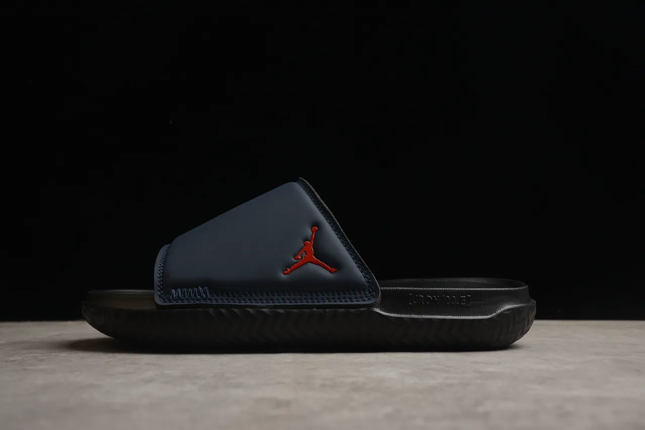 Air Jordan Slide Black Red Single-Strap Molded Footbed Slippers 13