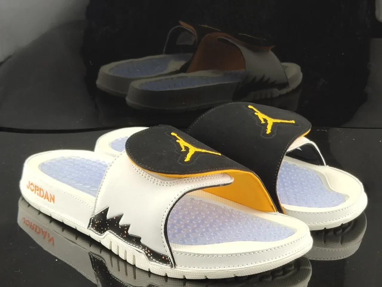 Air Jordan Slide Podded Footbed Off-White Black Yellow চप্পল 3