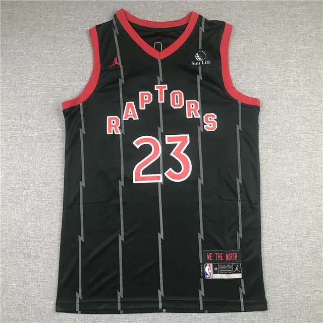 Maillot Air Jordan Toronto Raptors City Edition noir et rouge à rayures éclair 3