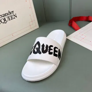 Alexander McQueen Logo Slide White Black Slippers