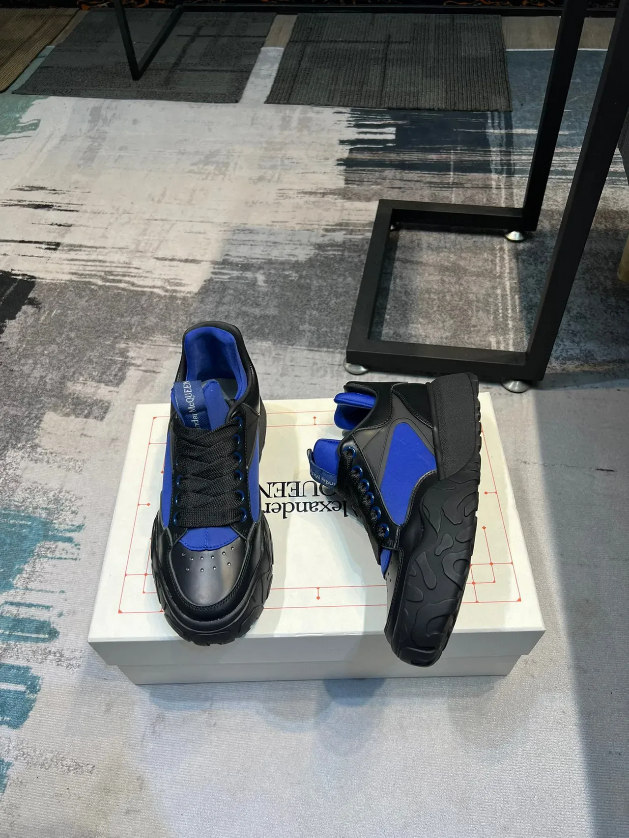 Alexander McQueen Oversized Sneaker Black and Royal Blue Chunky Sneakers 2