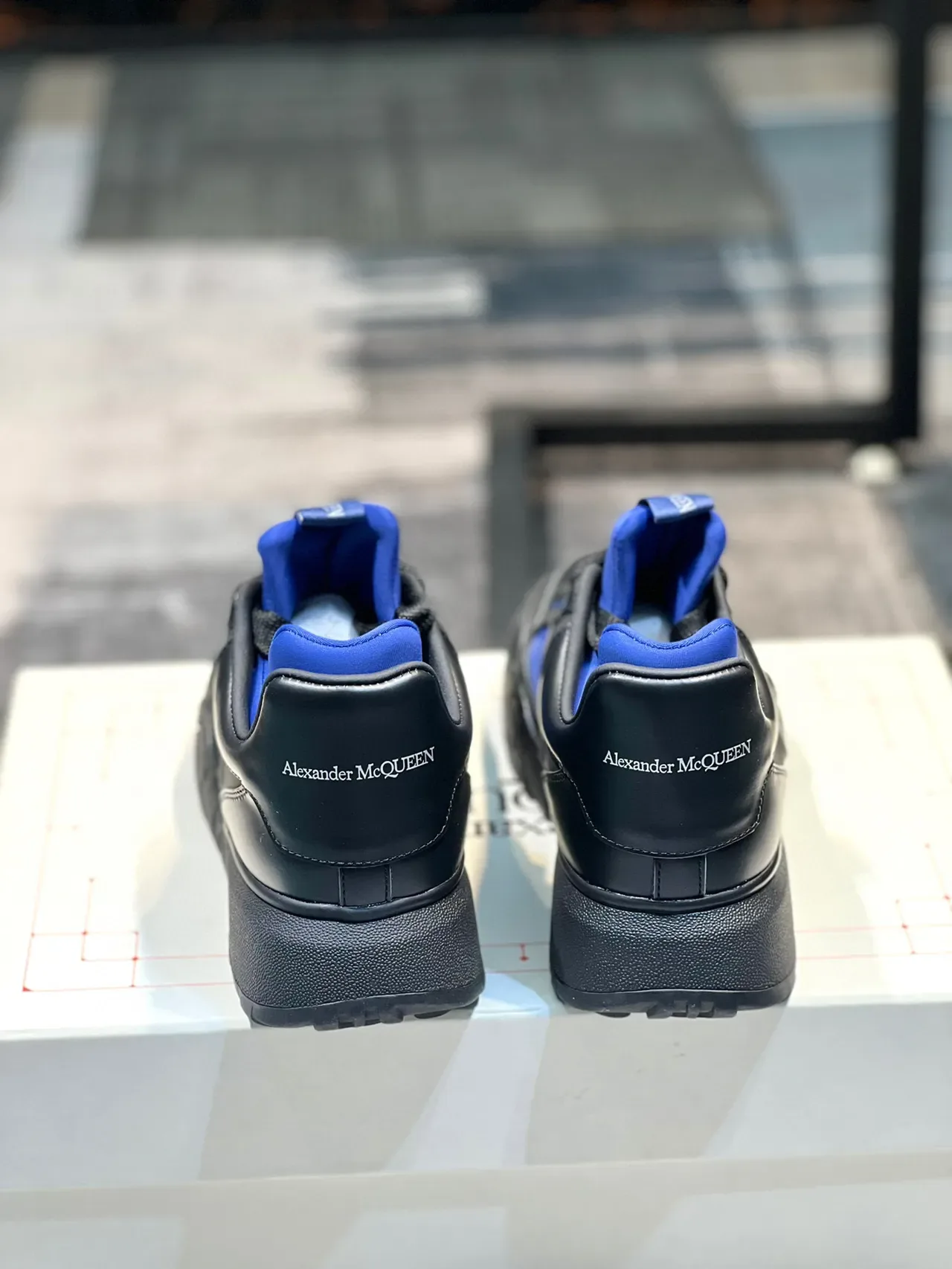 Alexander McQueen Oversized Sneaker Black and Royal Blue Chunky Sneakers 3