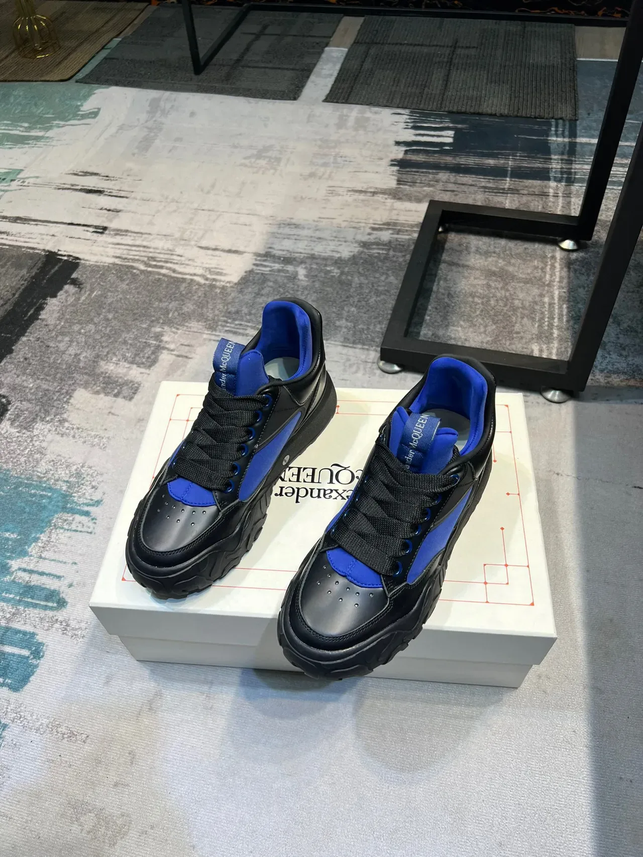 Alexander McQueen Oversized Sneaker Black and Royal Blue Chunky Sneakers 5
