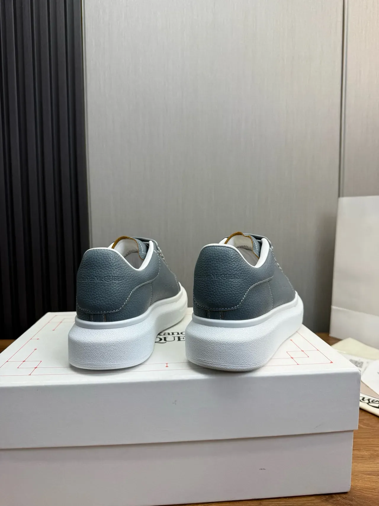 Alexander McQueen Oversized Sneaker Gray Pebbled Leather Lifestyle Sneakers 5