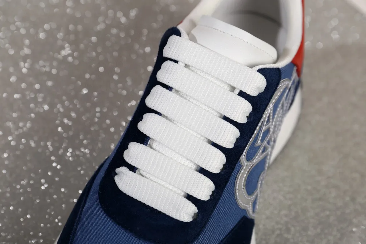 Alexander McQueen Oversized Sneaker Navy Blue Red Silver Lifestyle Sneakers 3