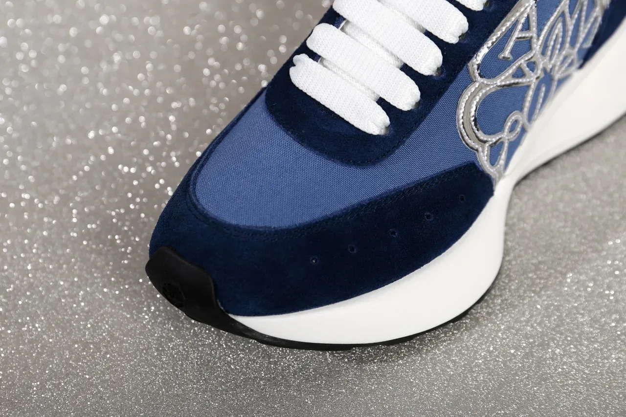 Alexander McQueen Oversized Sneaker Navy Blue Red Silver Lifestyle Sneakers 4