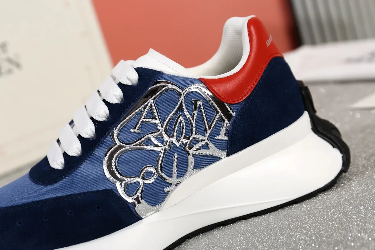 Alexander McQueen Oversized Sneaker Navy Blue Red Silver Lifestyle Sneakers 5