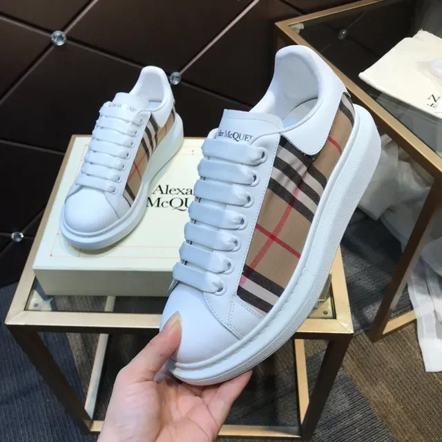 Alexander McQueen Oversized Sneaker White Beige Plaid Lifestyle Sneakers 2