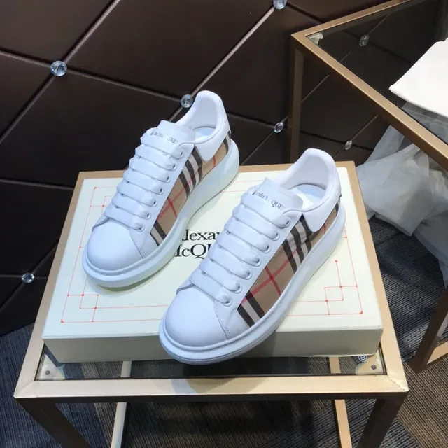 Alexander McQueen Oversized Sneaker White Beige Plaid Lifestyle Sneakers 4