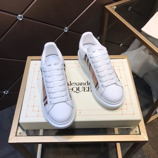 Alexander McQueen Oversized Sneaker White Beige Plaid Lifestyle Sneakers 7