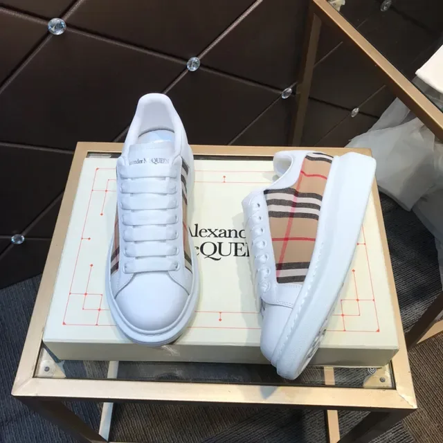 Alexander McQueen Oversized Sneaker White Beige Plaid Lifestyle Sneakers 8