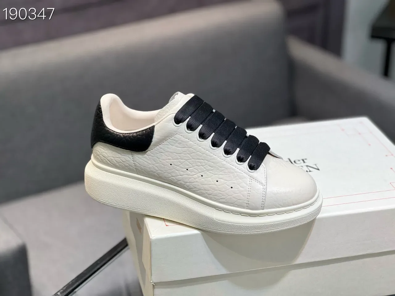Alexander McQueen Oversized Sneaker White Black Lifestyle Sneakers 4