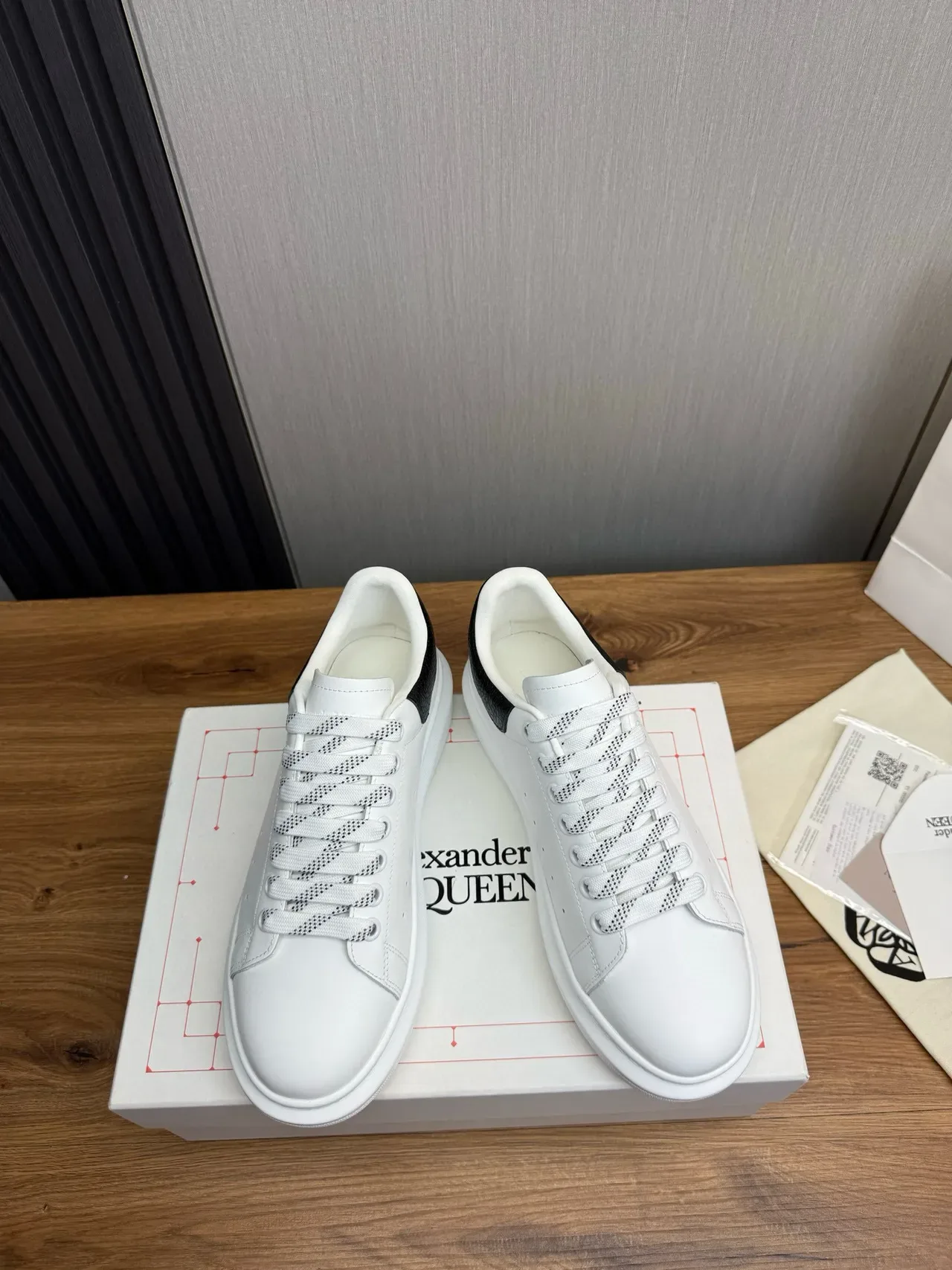Alexander McQueen Oversized Sneaker White Black Sole Textured Heel Lifestyle Sneakers 2