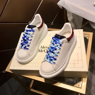 Alexander McQueen Oversized Sneaker White Blue Platform Sole Perforated Toe Box Lifestyle Sneakers