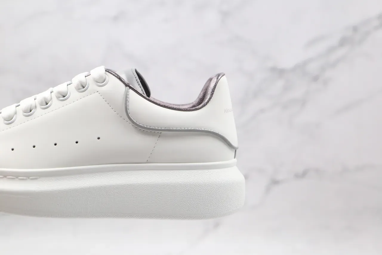 Alexander McQueen विशाल स्नीकर सफेद चांदी प्लेटफॉर्म चिकनी चमड़े का ऊपरी भाग जीवनशैली स्नीकर 4