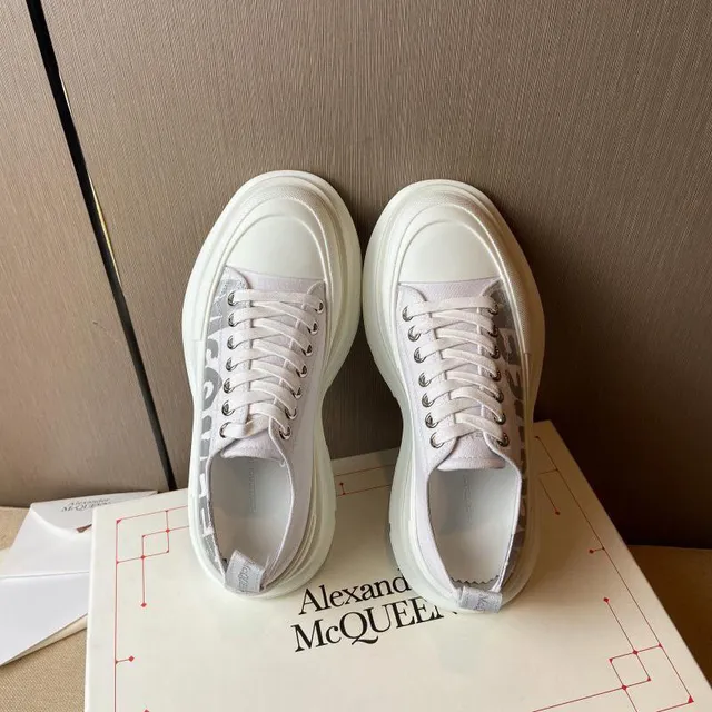 Alexander McQueen 超大号白色银色平台鞋底金属侧面板厚底运动鞋 4