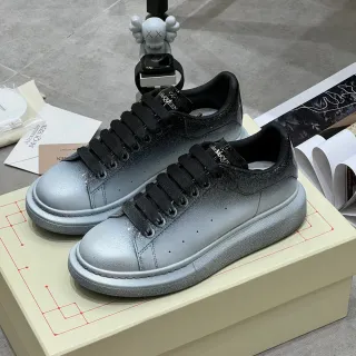 Alexander McQueen Silver Black Gradient Metallic Finish Oversized Platform Sole Lifestyle Sneakers
