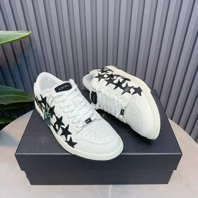AMI Paris Ami de Coeur White and Black Star Appliqué Lifestyle Sneakers 9