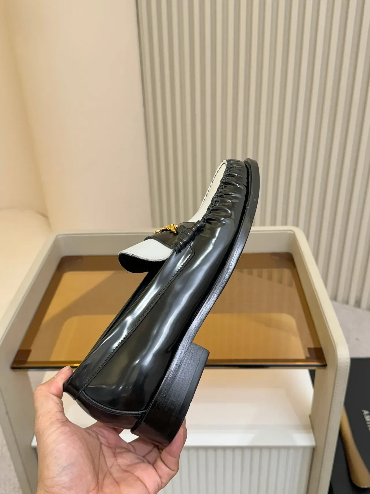 Amiri Skel Top Loafer Black and White Patent Leather Loafers 4