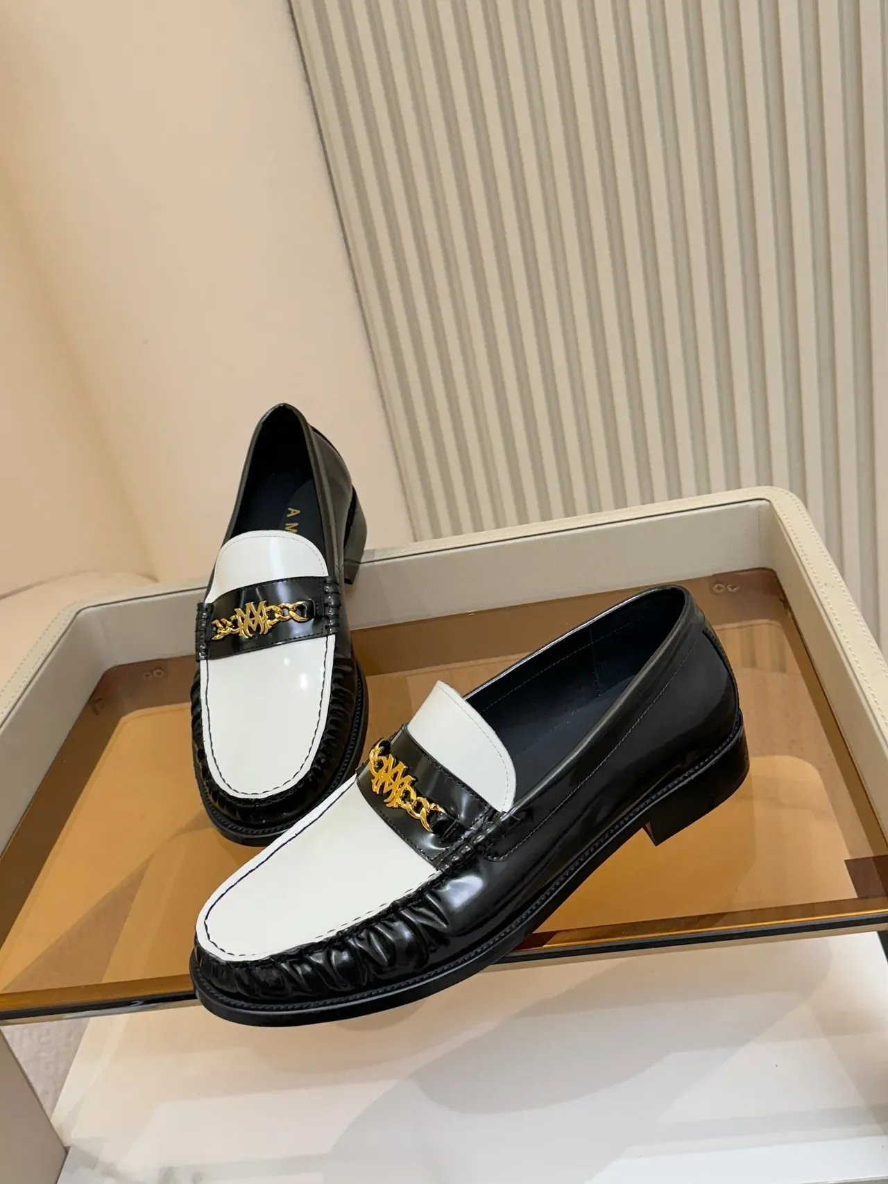 Amiri Skel Top Loafer Black and White Patent Leather Loafers 5