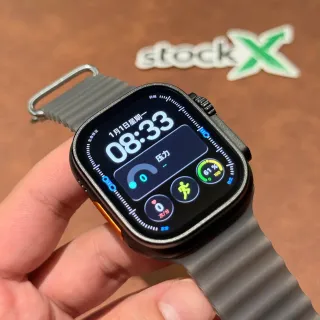 Apple Ultra Gray Orange Square Titanium-Style Case Ribbed Silicone Band Sports Watch by Apple — electronics supplier, yupoo album photo