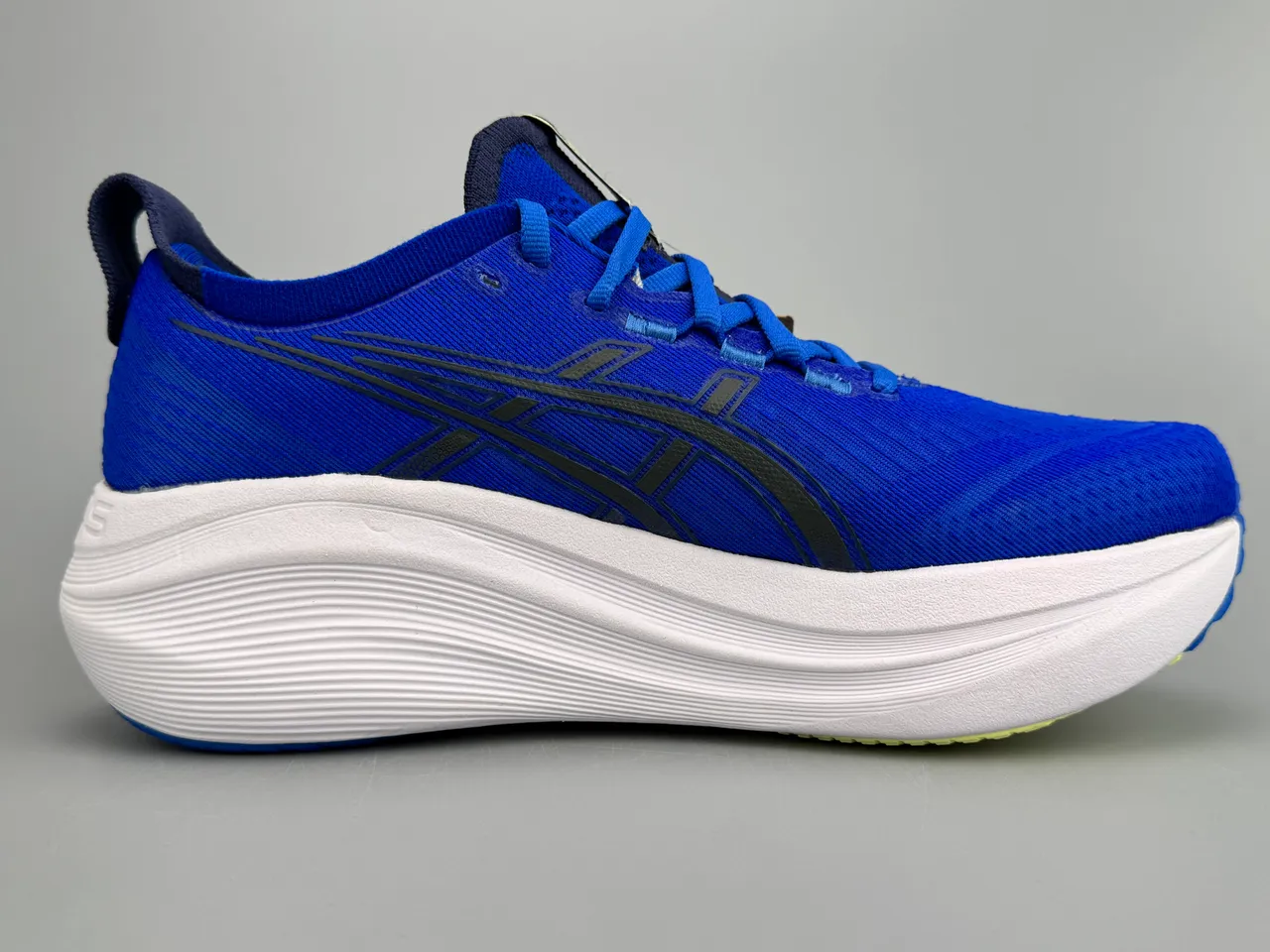 ASICS Zapatillas de running con upper de knit engineered, mediasuela rockered, color azul blanco 8
