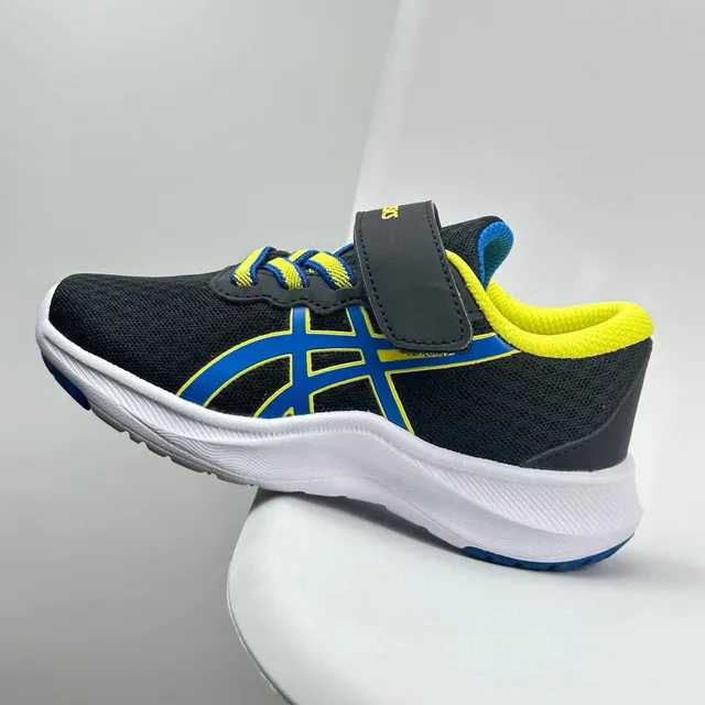 ASICS 儿童米色和卡其色魔术贴带跑鞋 4