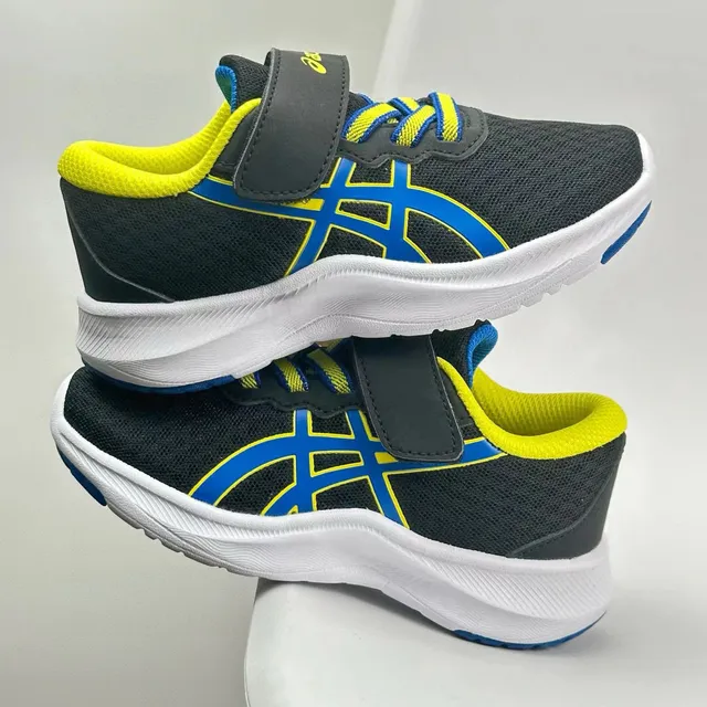 ASICS 儿童米色和卡其色魔术贴带跑鞋 5