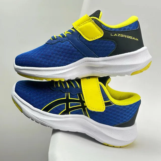 ASICS 儿童米色和卡其色魔术贴带跑鞋 13