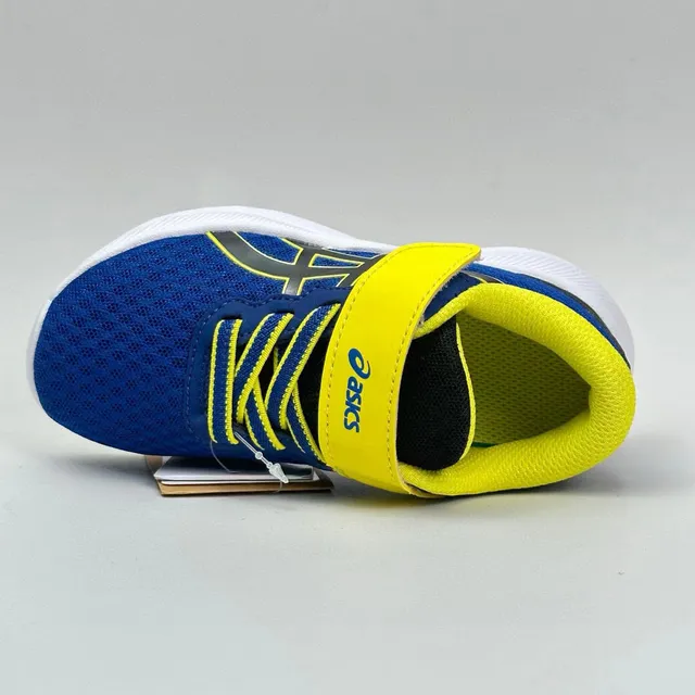 ASICS 儿童米色和卡其色魔术贴带跑鞋 18