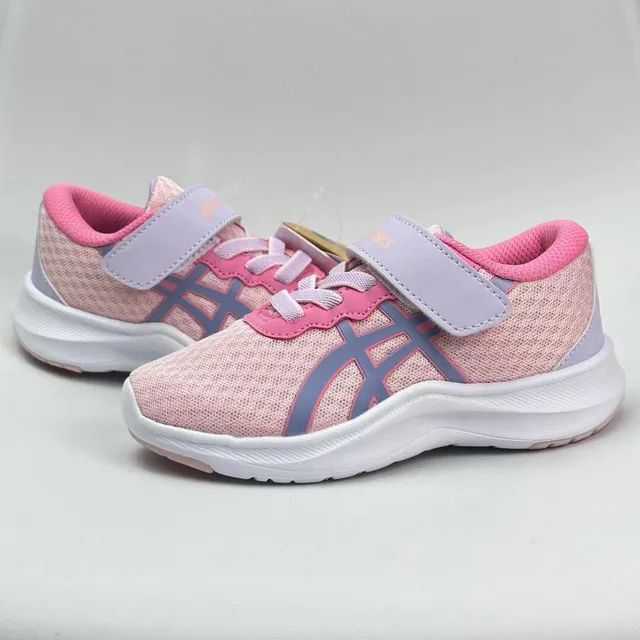 ASICS 儿童米色和卡其色魔术贴带跑鞋 20