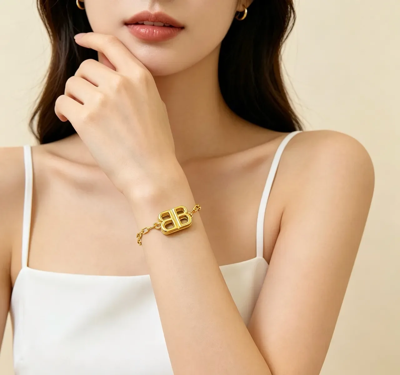 Balenciaga BB Chain Bracelet Gold Tone Bracelet 2