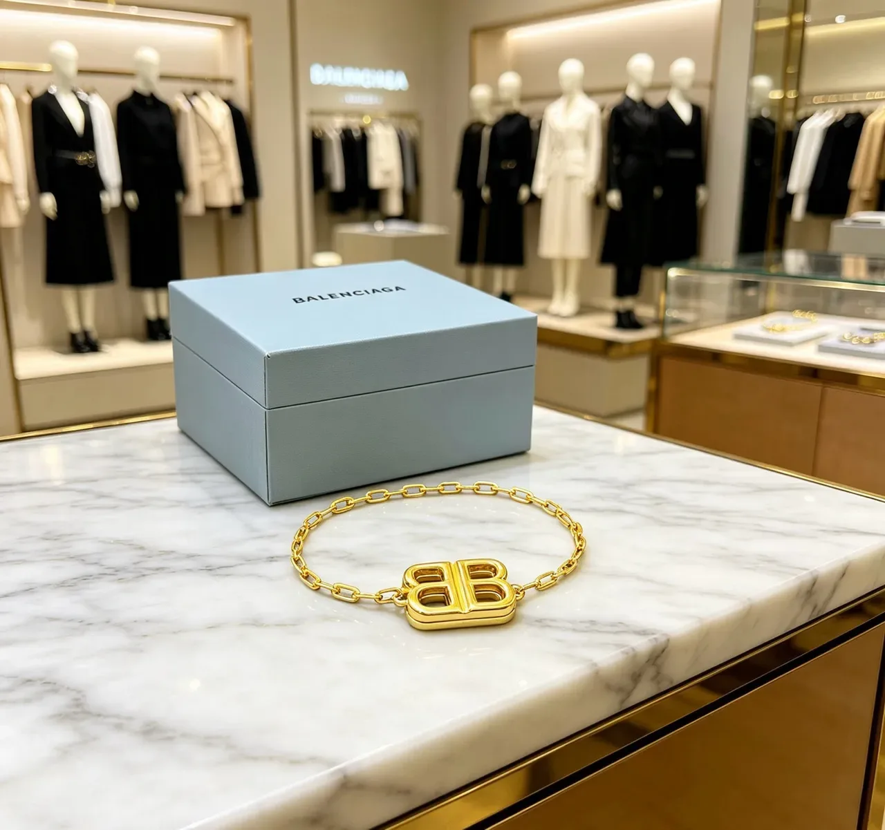 Balenciaga BB Chain Bracelet Gold Tone Bracelet 5