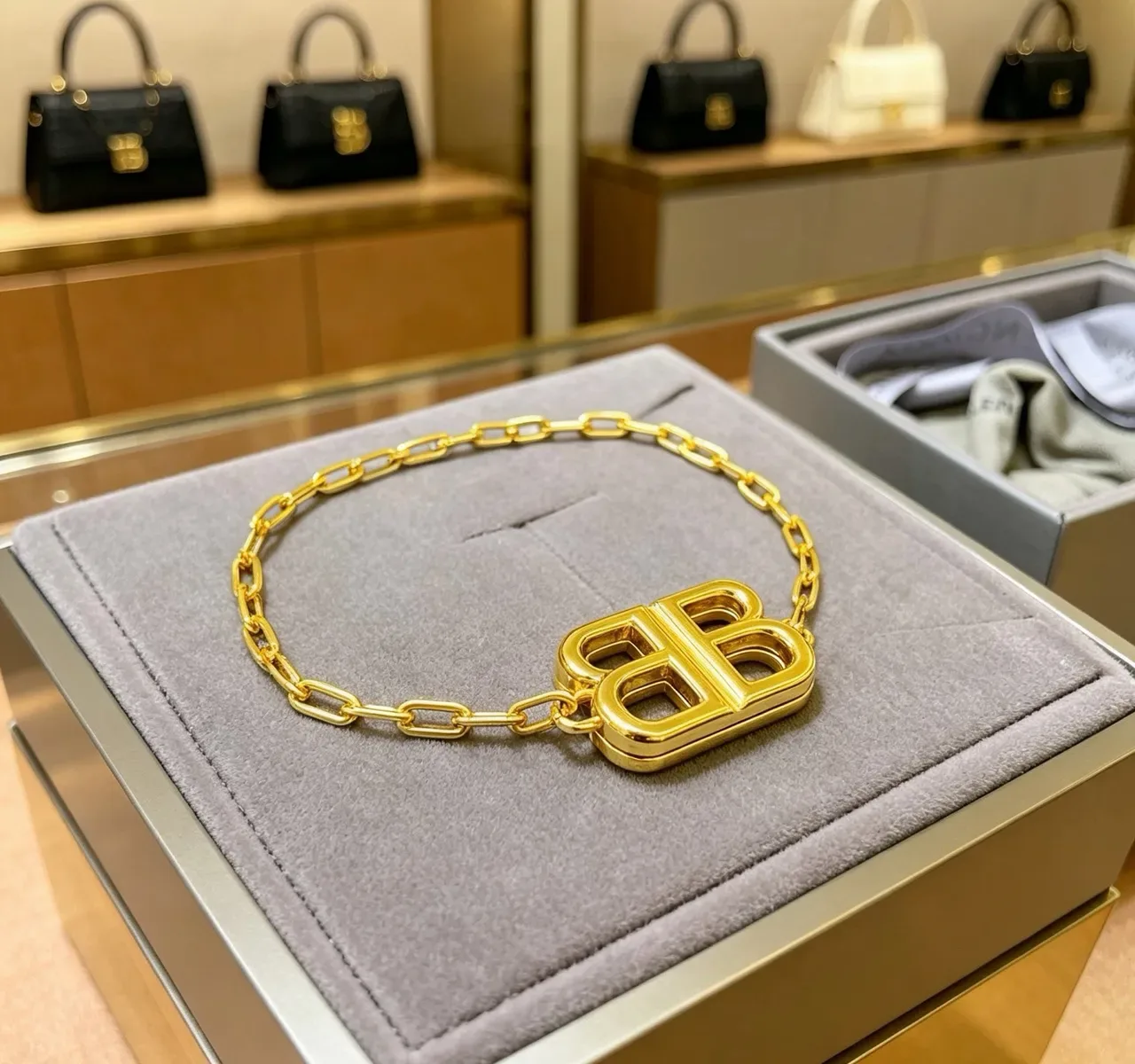 Balenciaga BB Chain Bracelet Gold Tone Bracelet 6
