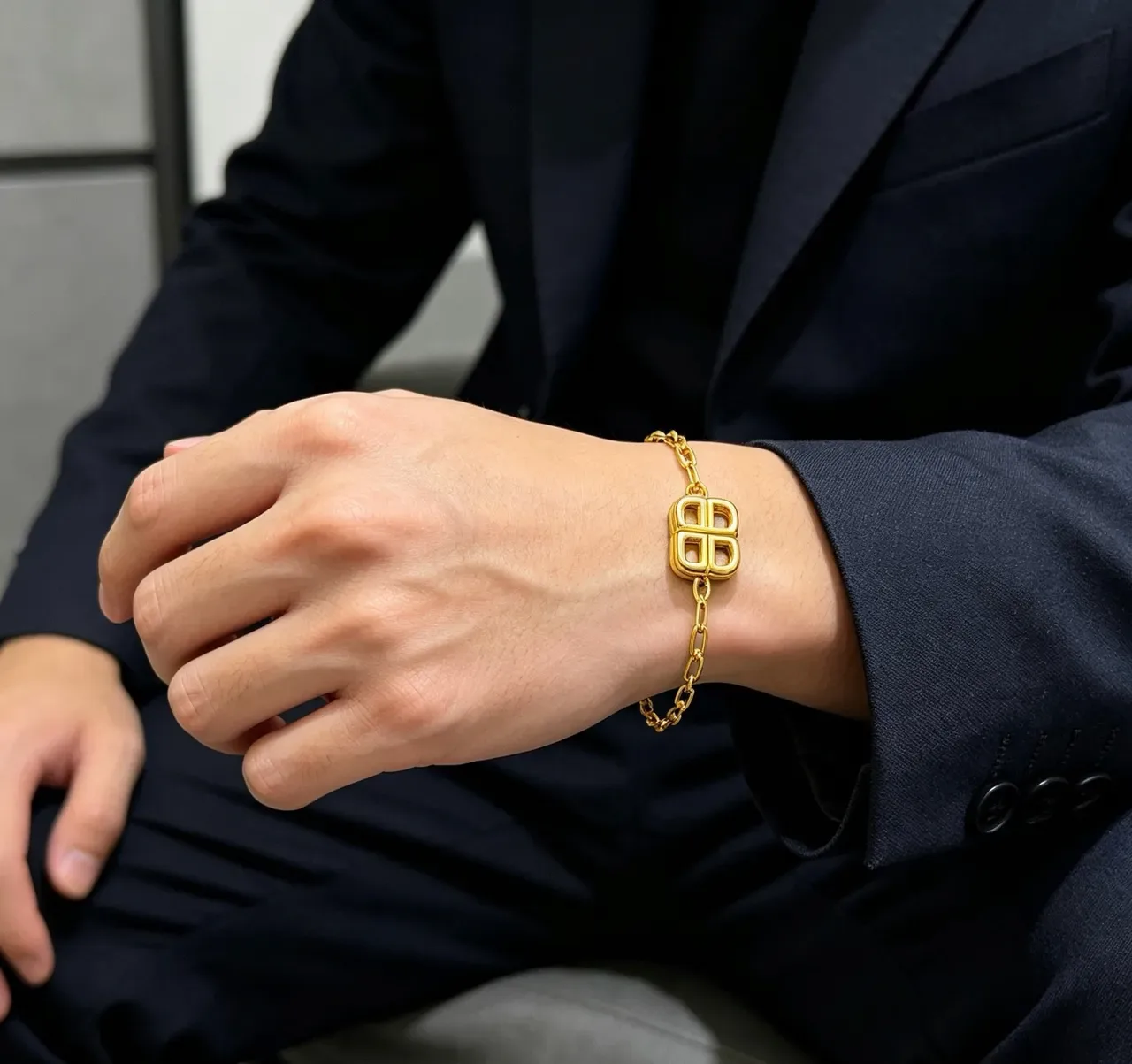 Balenciaga BB Chain Bracelet Gold Tone Bracelet 8