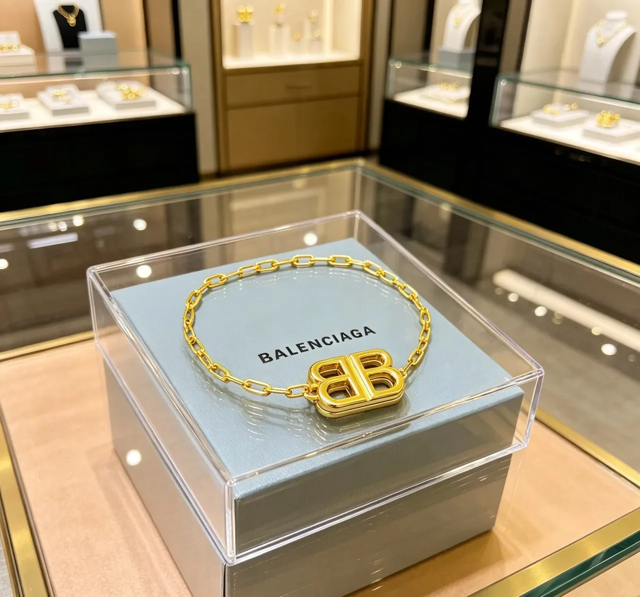 Balenciaga BB Chain Bracelet Gold Tone Bracelet 9