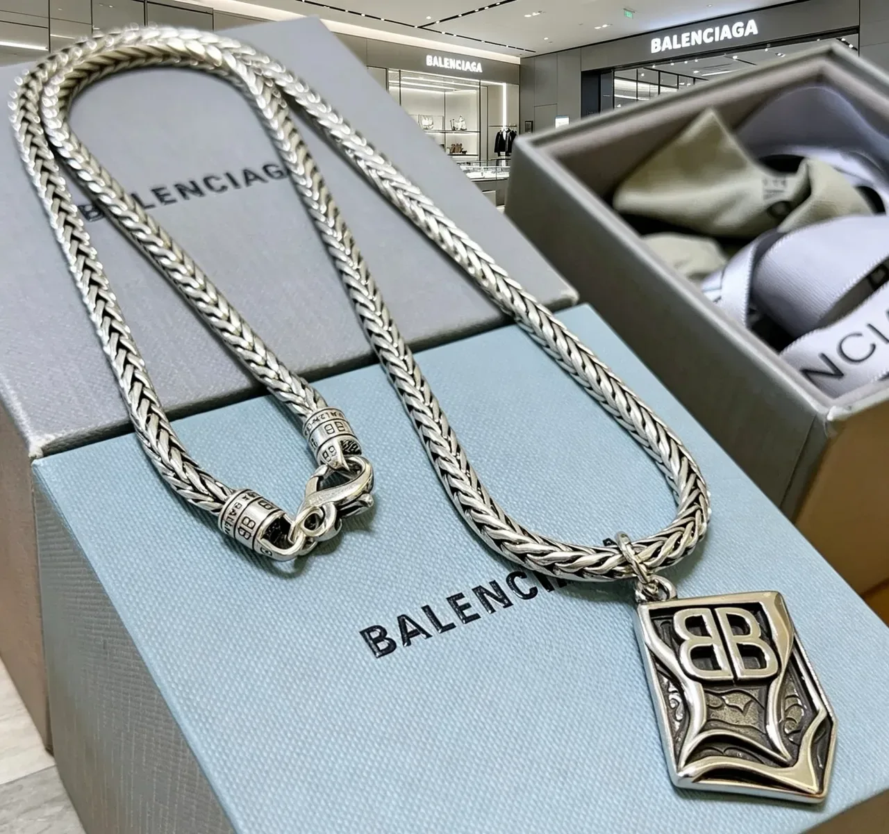 Balenciaga BB Chain Plata Metal Collar 6
