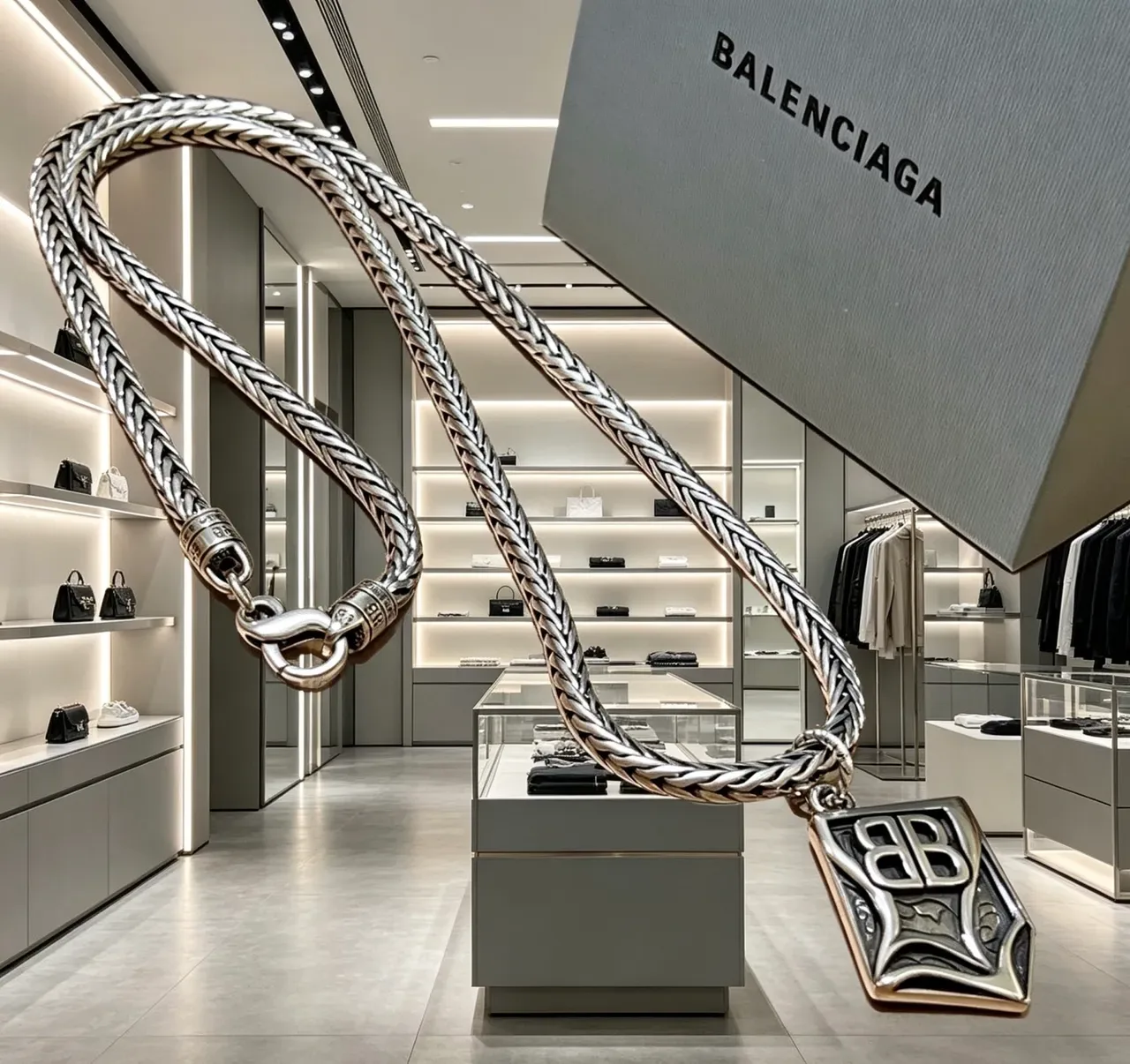 Balenciaga BB Chain Plata Metal Collar 7