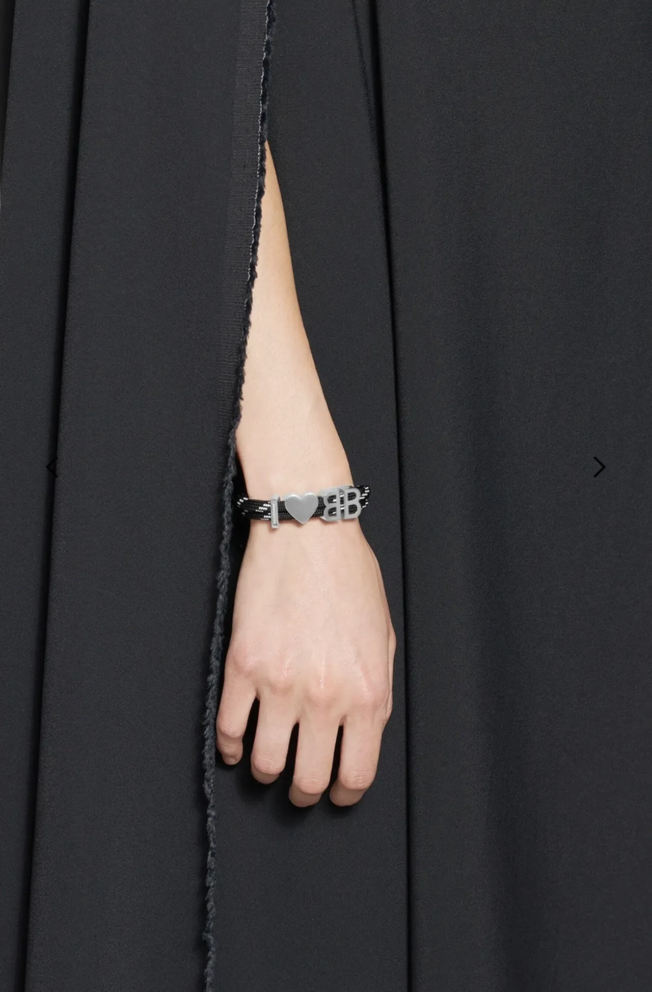 Balenciaga BB Heart Black and White Rope Bracelet 7