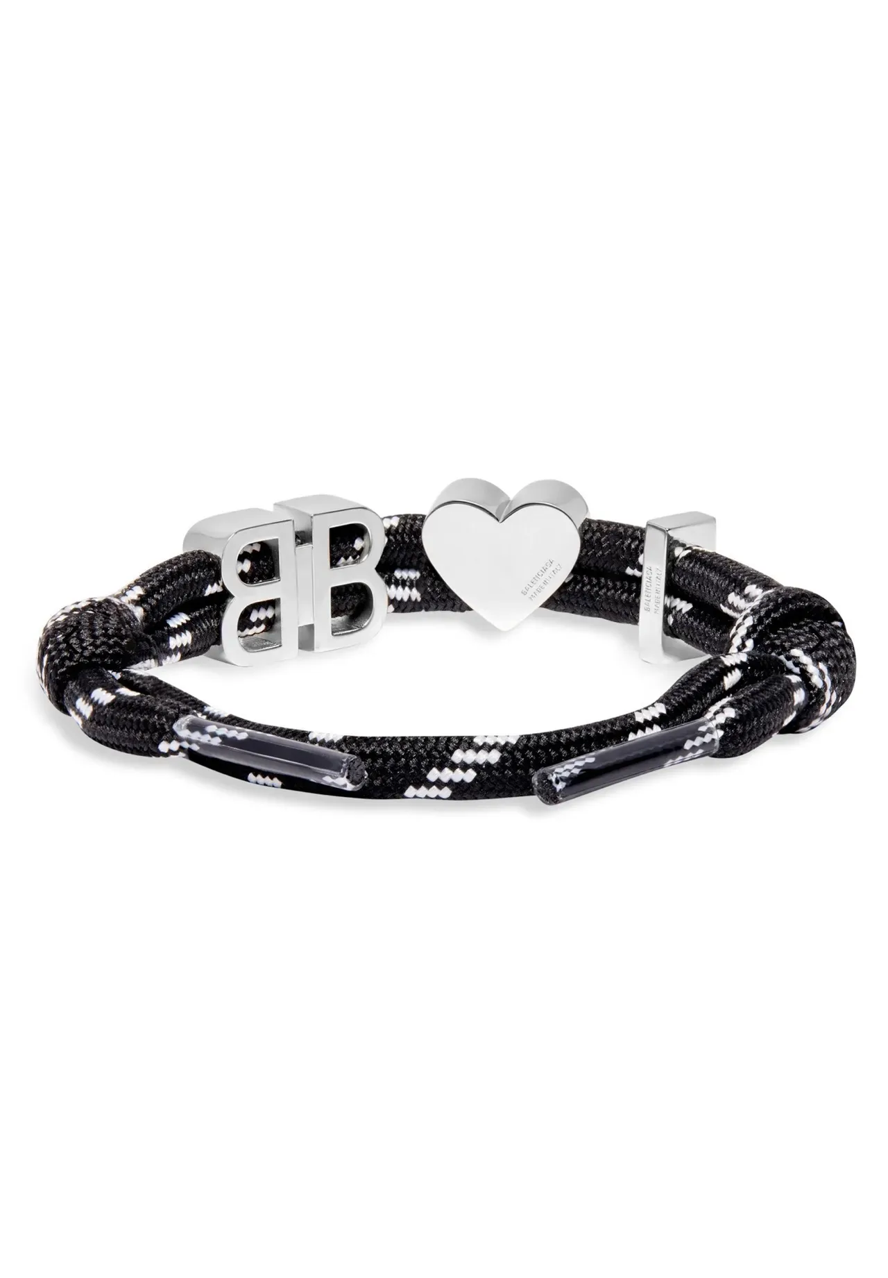 Balenciaga BB Heart Black and White Rope Bracelet 8