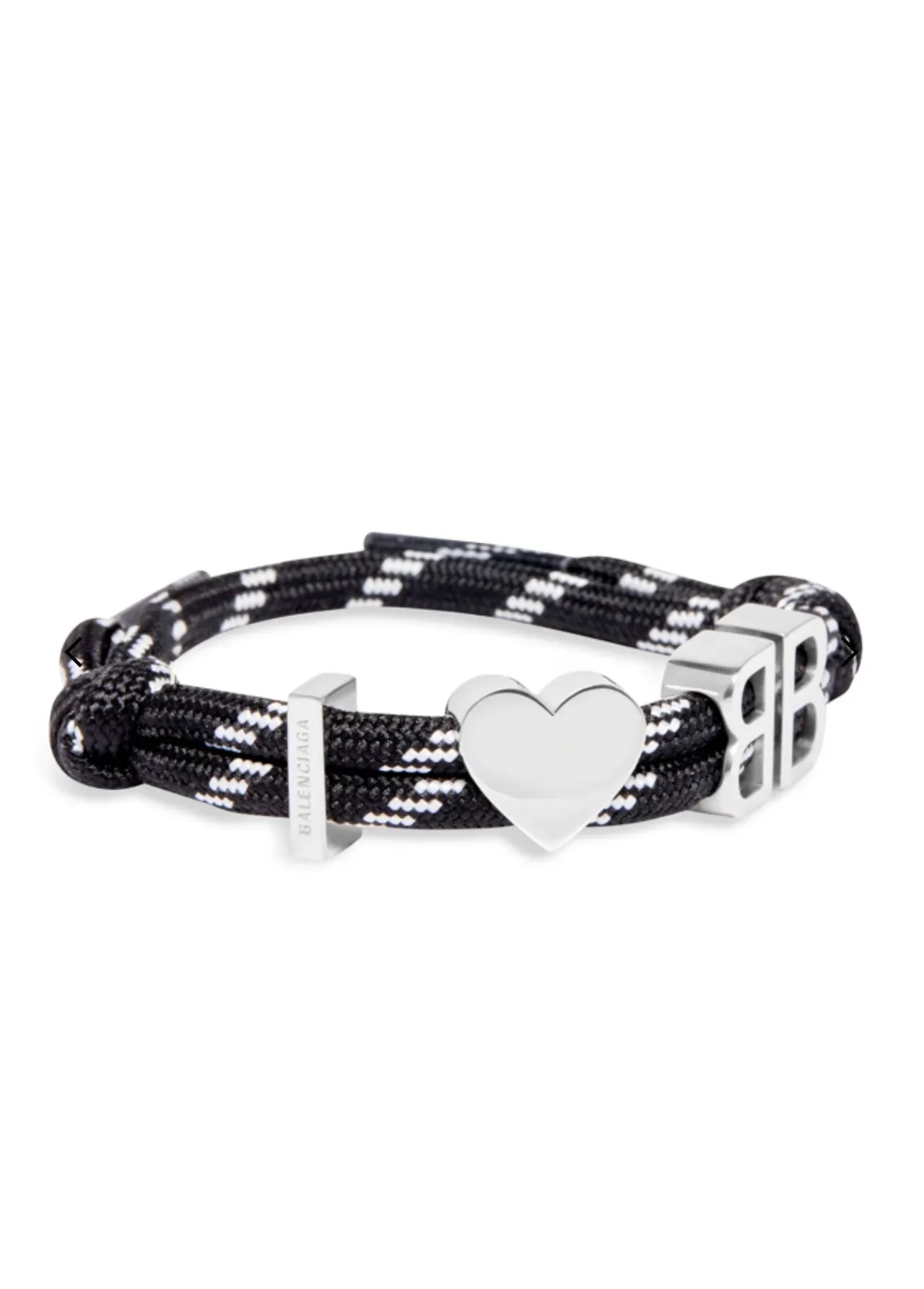 Balenciaga BB Heart Black and White Rope Bracelet 9