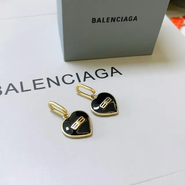 Balenciaga BB Logo Heart Enamel Earrings 5