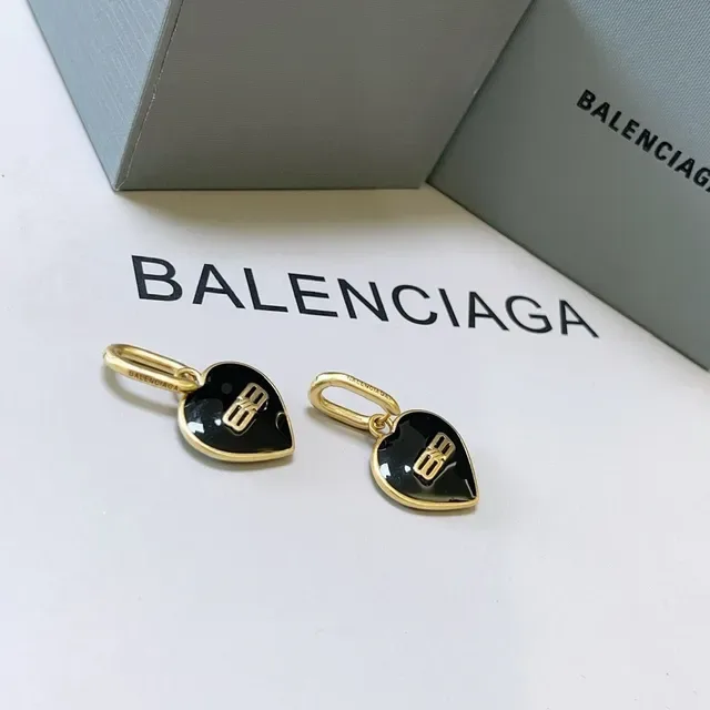 Balenciaga BB Logo Heart Enamel Earrings 6