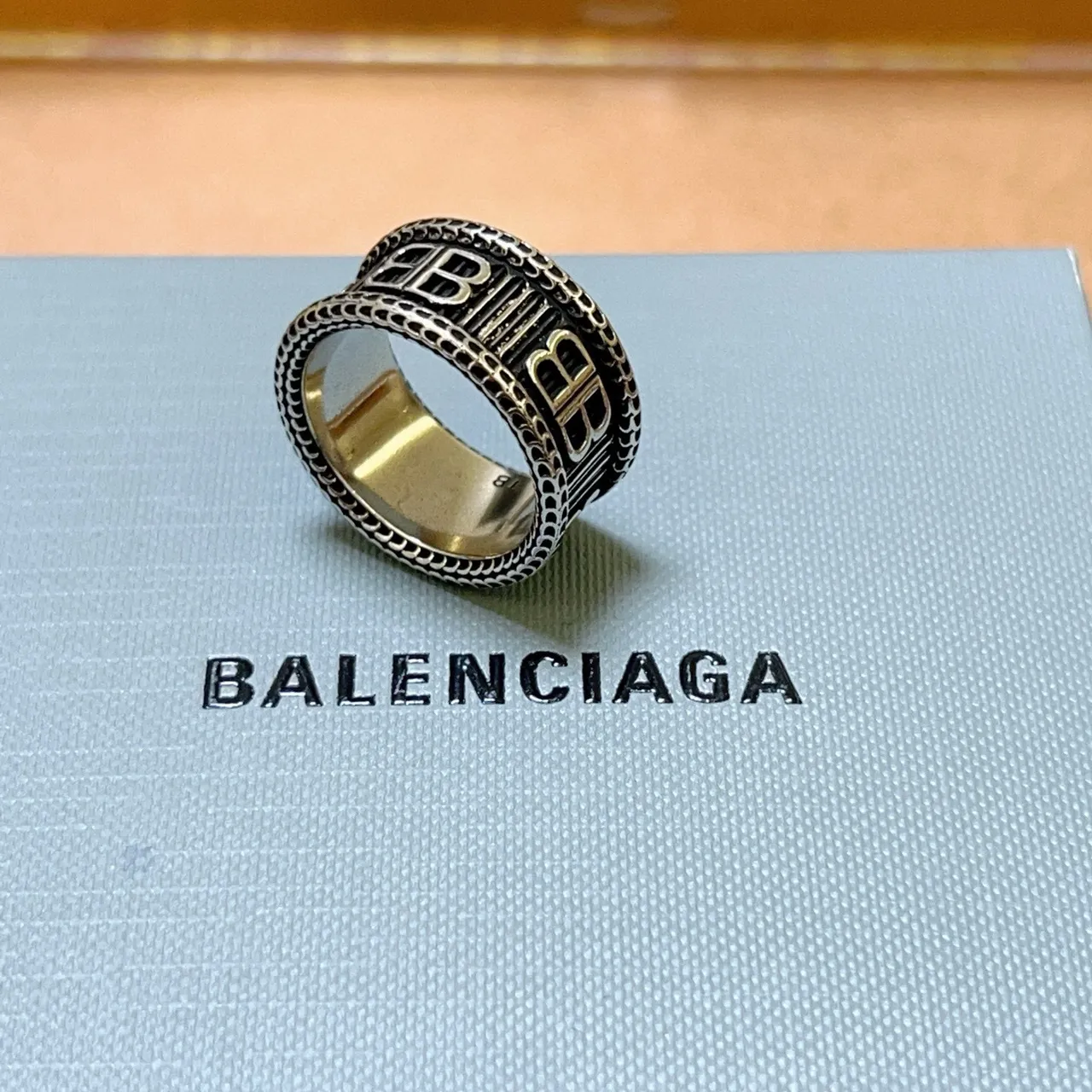 Balenciaga BB Monogram Wide Band Ring 3