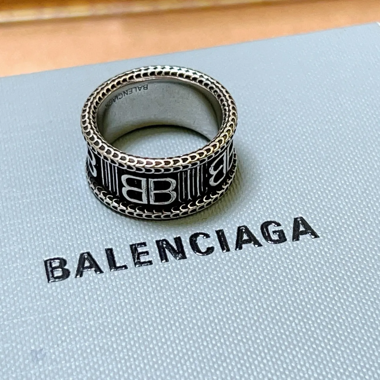 Balenciaga BB Monogram Wide Band Ring 4